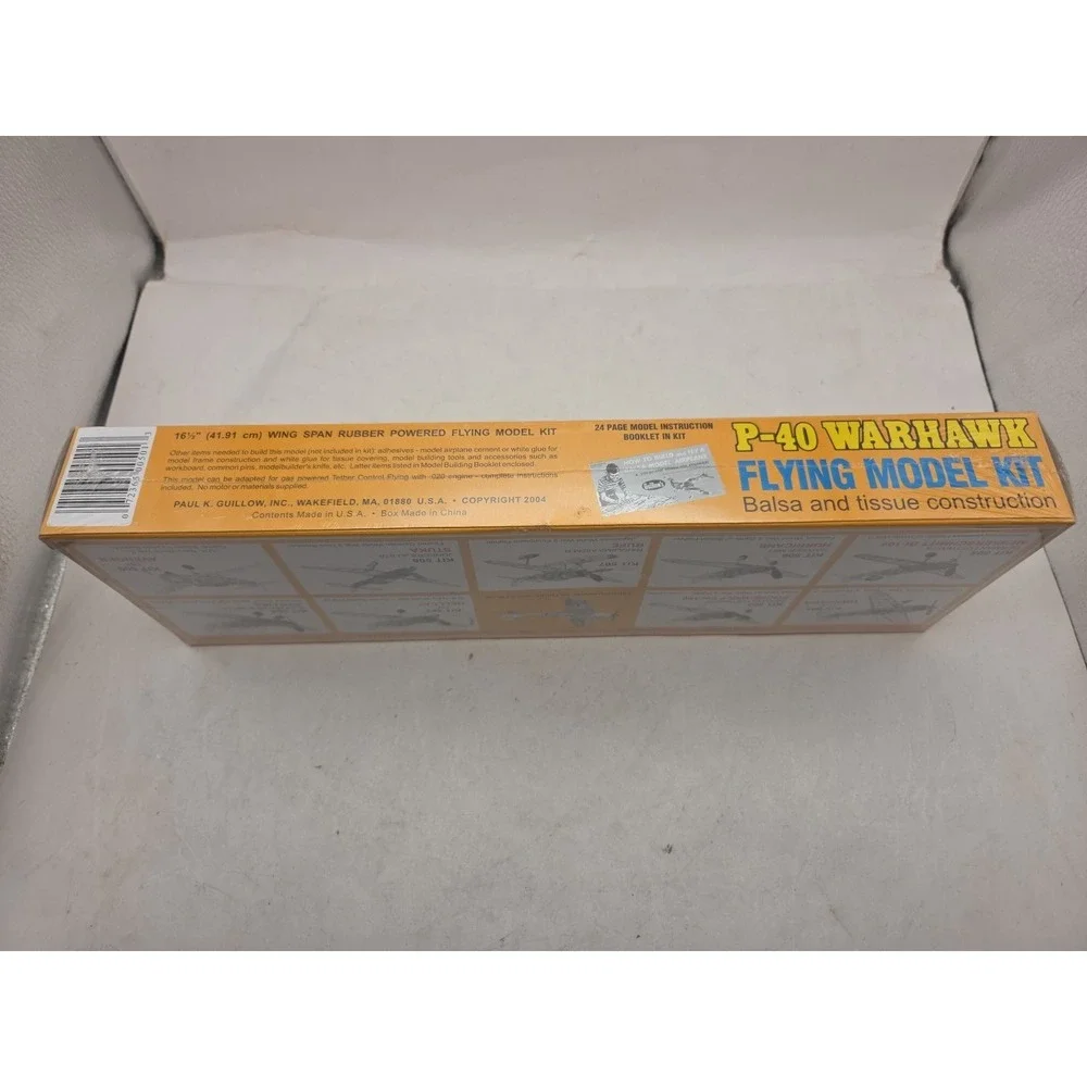 Guillow P-40 Warhawk Balsa And Tissue Flying Model Kit 501 Band Power 16.5